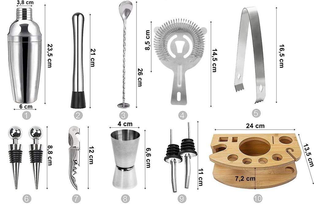 Chester Chrome Bartender Set, 12 Pieces