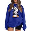 Women's Color Neck Long Sleeve Loose Fit Sweatshirt with Halloween Print