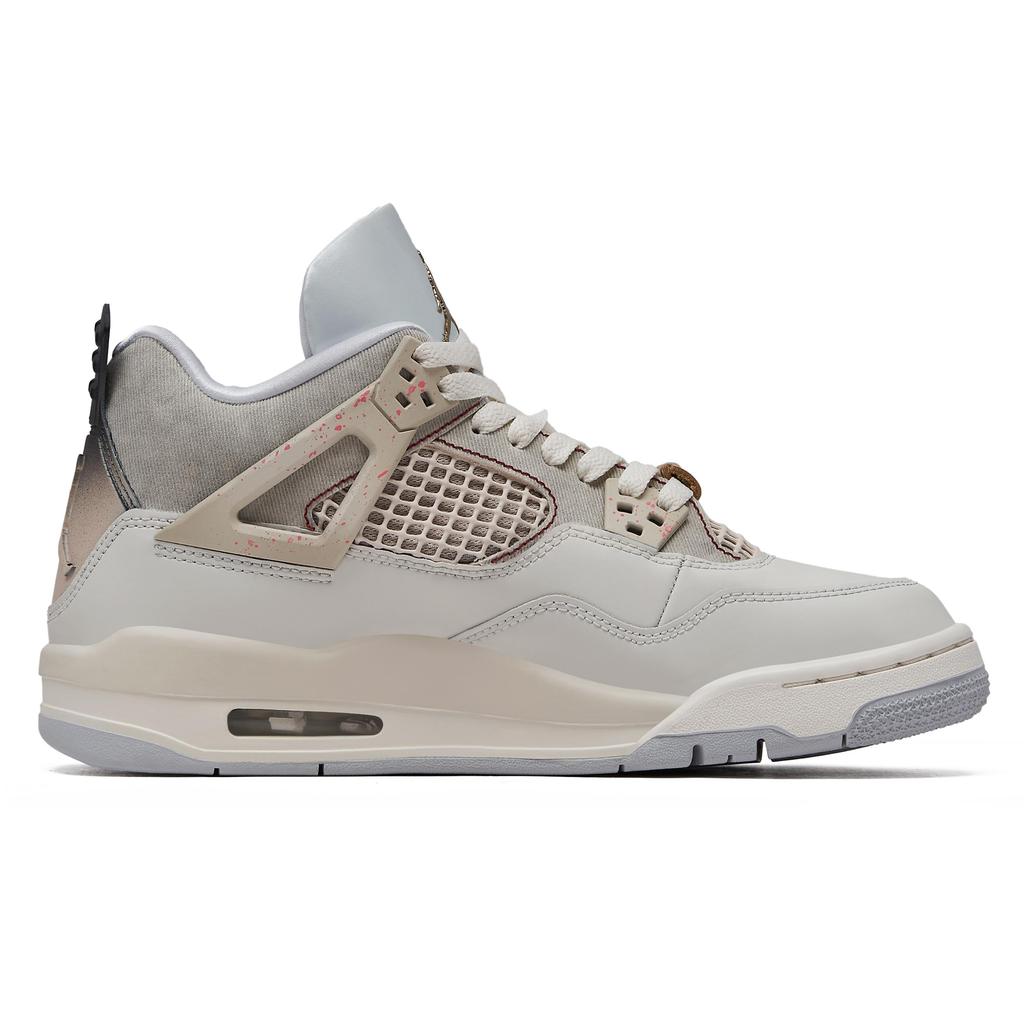 Jordan Air Jordan 4 Slip Resistant Abrasion Resistant Mid Top Basketball Shoes Women's Beige Pink FZ8585-070(TeamH-S-BOX)