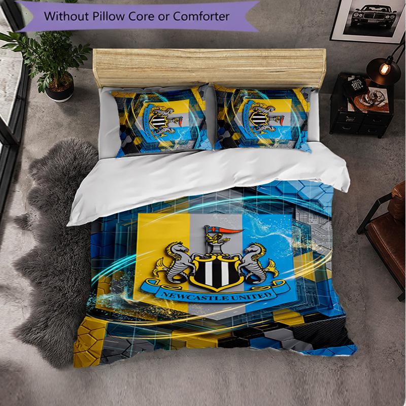 Set Biancheria da Letto Calcio Newcastle United 3 Pezzi Morbido Copripiumino con Federe Set Decorazione Camera da Letto per la Casa