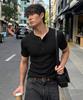 Michikoleondeonseupocheu [2Pack] Waffle Henley Neck Muscle Fit Short Sleeve T-Shirt