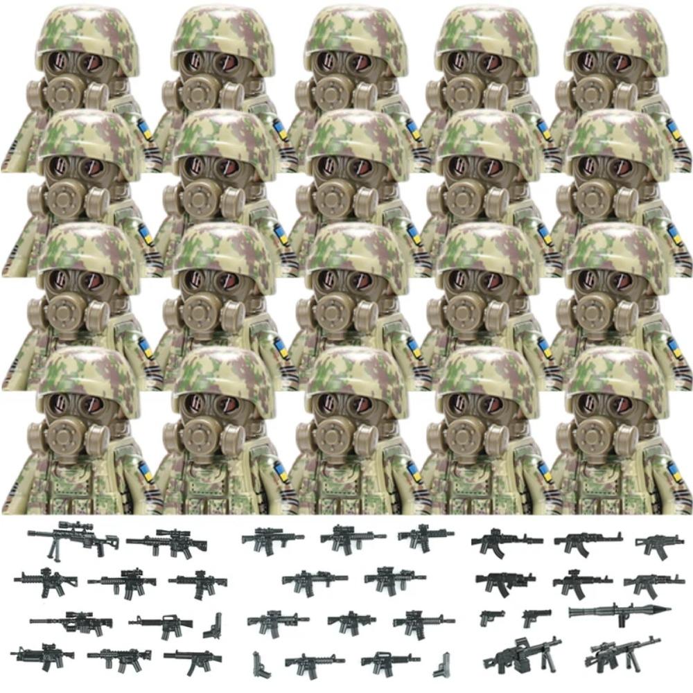 Vojenský voják Ukrajinské biochemické speciální síly Stavební kostky Armádní figurky Plynová maska Zbraně Kostky Hračky Pro Děti