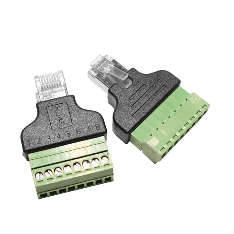 Solderless RJ45 To 8Pin Screw Terminals Adapters Easy Installation with Screwdriver Shielded for Ethernet Cable Connections On Devices