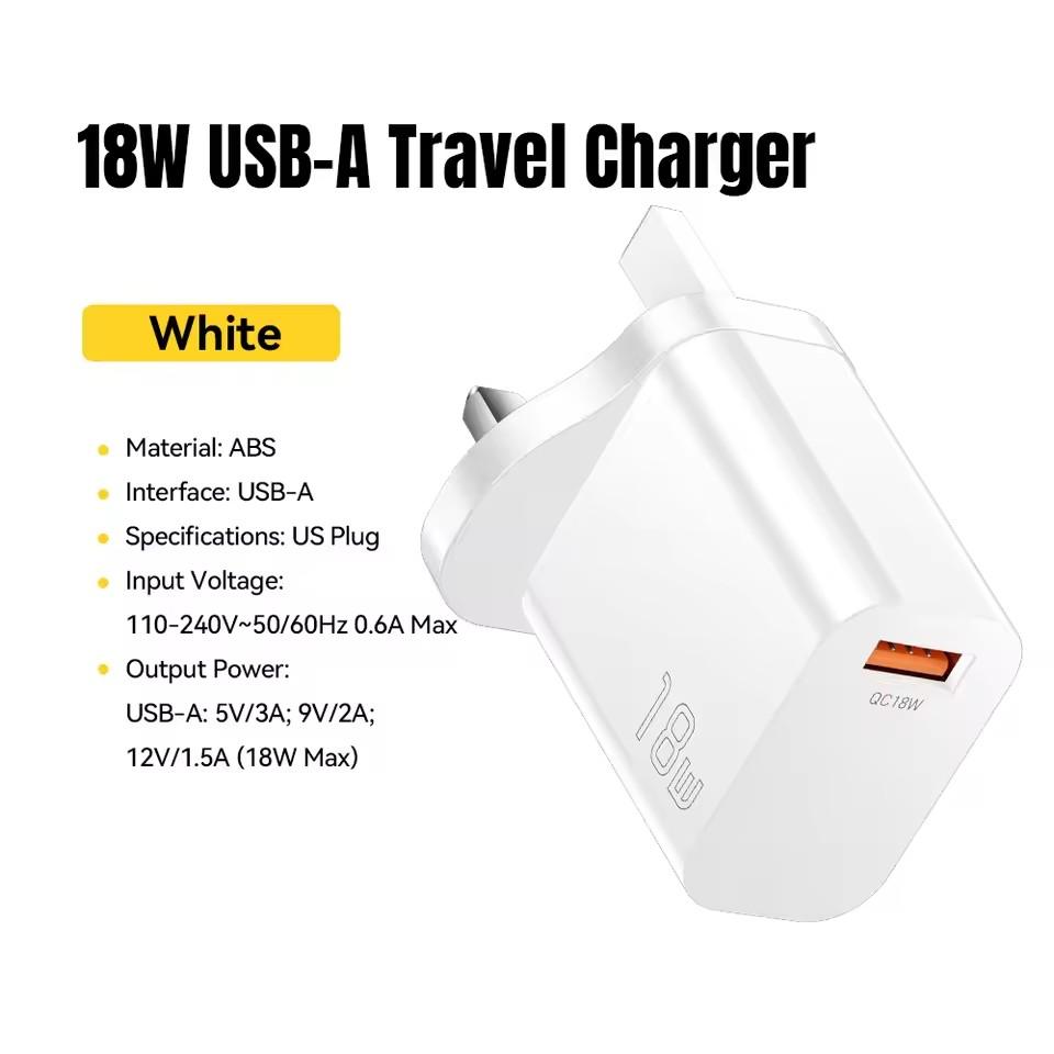 Essager 18W QC3.0 USB A Ladegerät USB Quick Charge 3.0 Schnell-Wandladegerät für Samsung S24 Huawei Xiaomi iPhone Handy-Ladegerät
