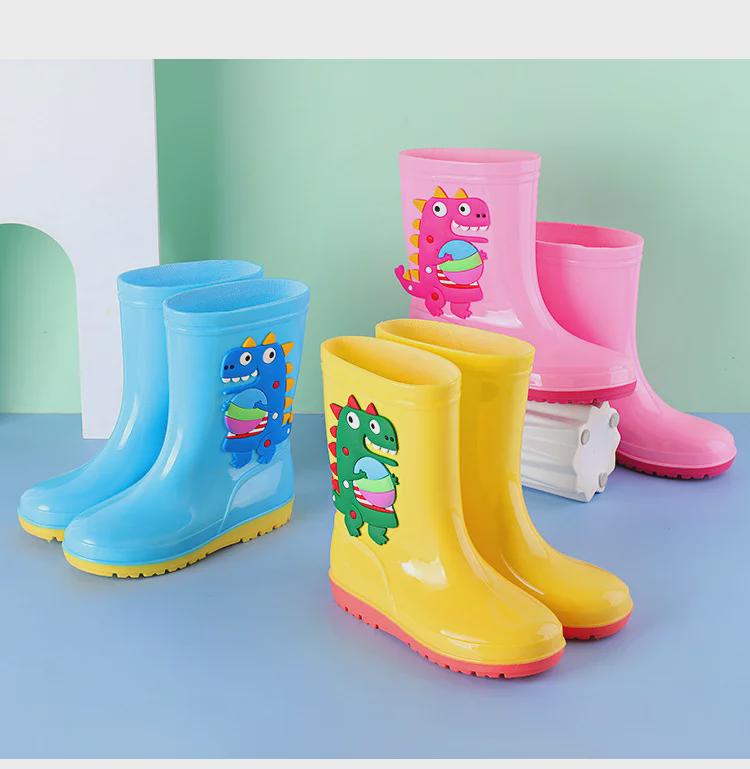 "Dinosaur Kids' Mid-Tube Rain Boots for Boys and Girls"