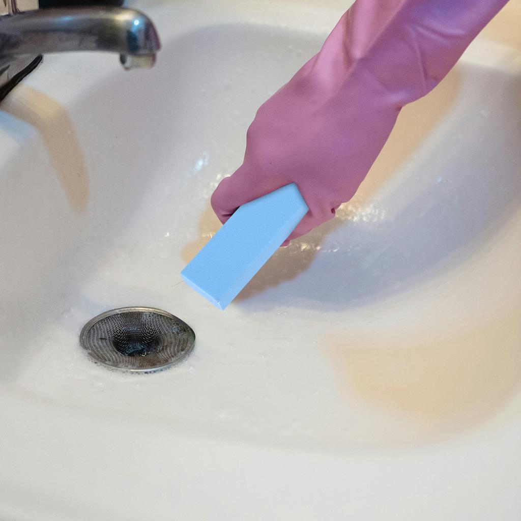 Gummy Rubber Abrasive Scouring Stone Block Purple for Stubborn Limescale Hard Water Rings Stains On Kitchen Bathroom Stainless