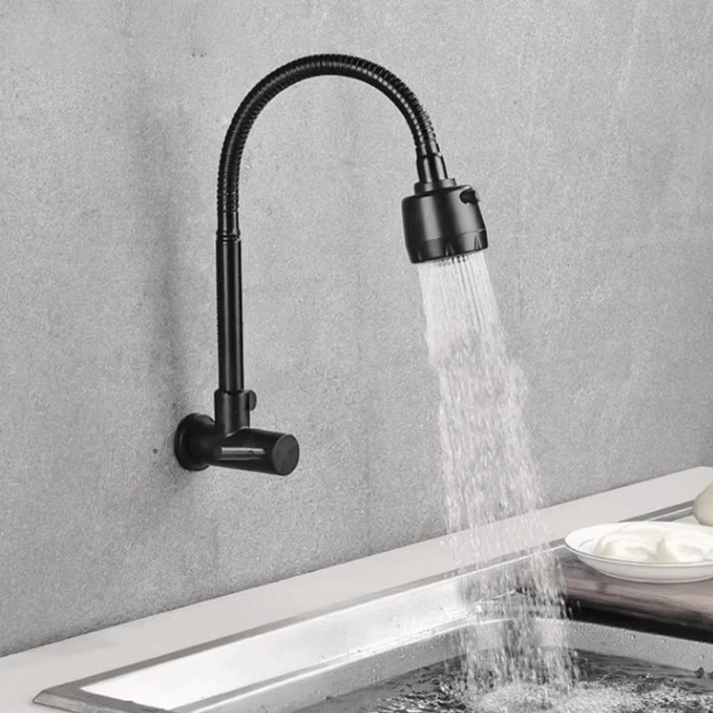 Rotatable Single Cold Water Tap Wall Mounted Water Tap Nozzle Durable Sink Faucet  Public Restroom