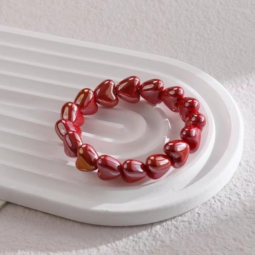 Heart Shape Design Heart Beaded Bracelets Colorful Beads Beaded Bangle Jewelry  Valentine Gift