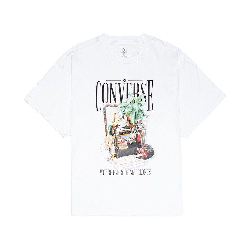 Converse T Shirts Unisex White Crew Neck Moderate 10023785-A01 L