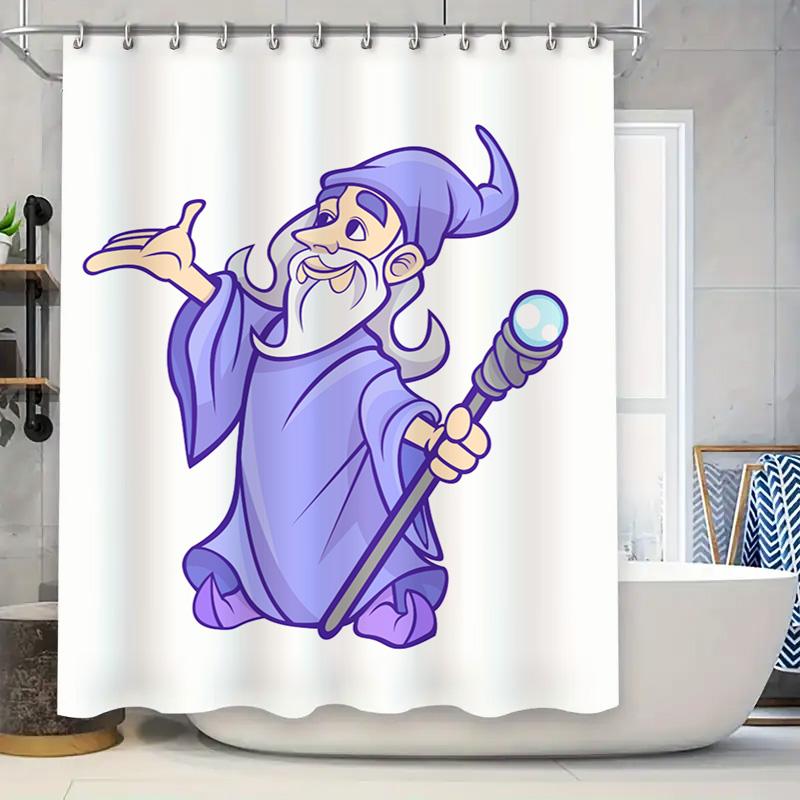 

Enchanting Bathroom Shower Curtain with Wizard Theme Perfect for Fantasy Lovers Decorate Your Bath Space with this Magical Blue 90x180cm