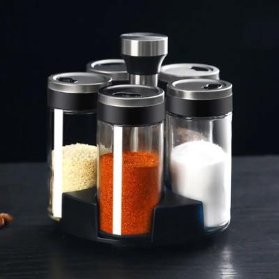 Spice Jar Glass Bottle Pepper Spice Container Seasoning Box Kitchen Rack Organizer Bottle Holder Seasoning Jars Rack Set