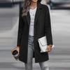 Women's Fashion Solid Color Long Sleeve Pocket Button Collar Slim Coat