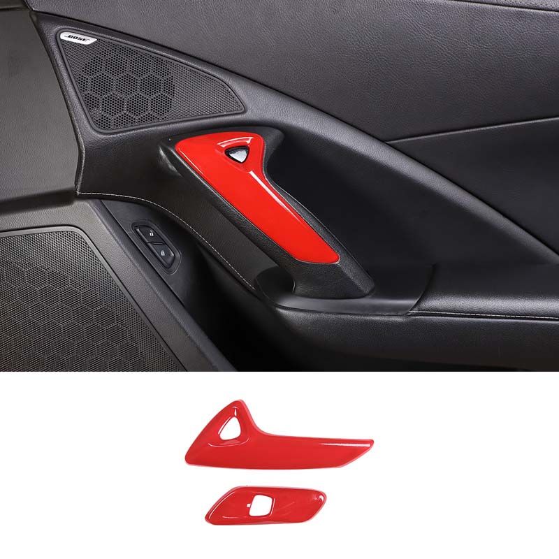 ABS Car Inner Door Armrest Electric Switch Button Frame Cover Trim Stickers For Chevrolet Corvette C7 2014-2019 Auto Accessories