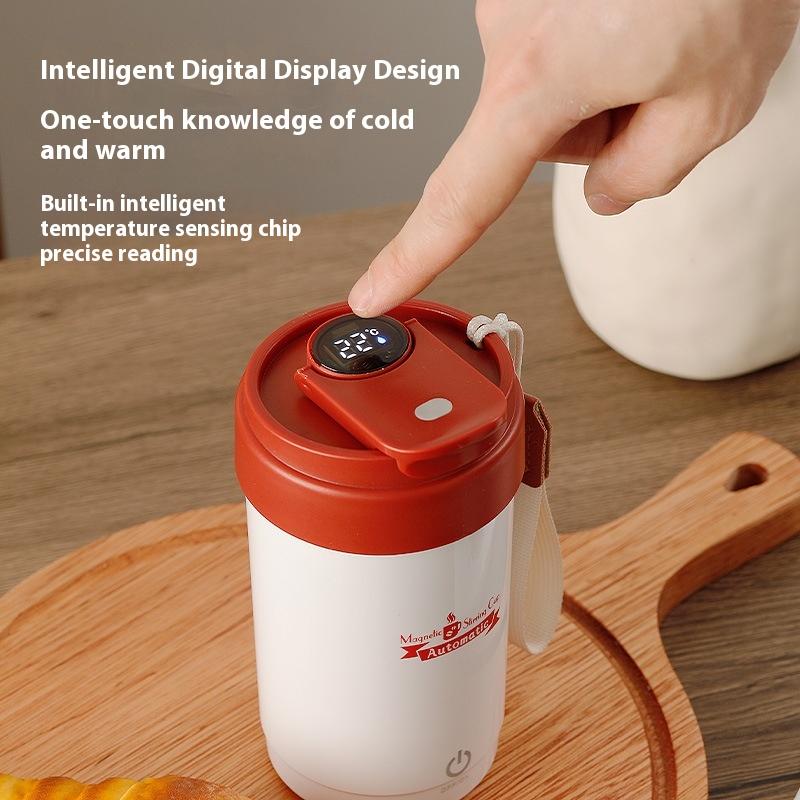 Fully Automatic Magnetic Stirring Cup, Smart Cup with Temperature Display, and Built-in Self-stirring Mechanism