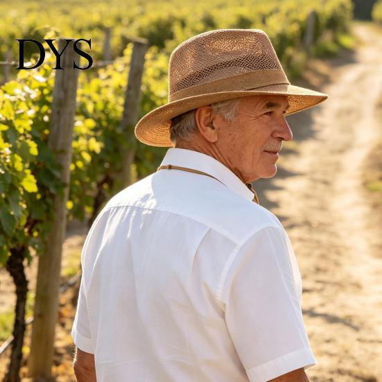 Cappello Estivo con Protezione UV da Uomo, Cappello da Sole Traspirante, Cappellino da Pesca a Rete con Ampia Visiera per Mezza Età, Casual, Paglia, Anziani, Leggero, Pieghevole, Esterno, Spiaggia