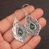 Green Onyx Gemstone 925 Sterling Silver Jewelry Handmade Wedding Earrings 2.33" CE-10-17