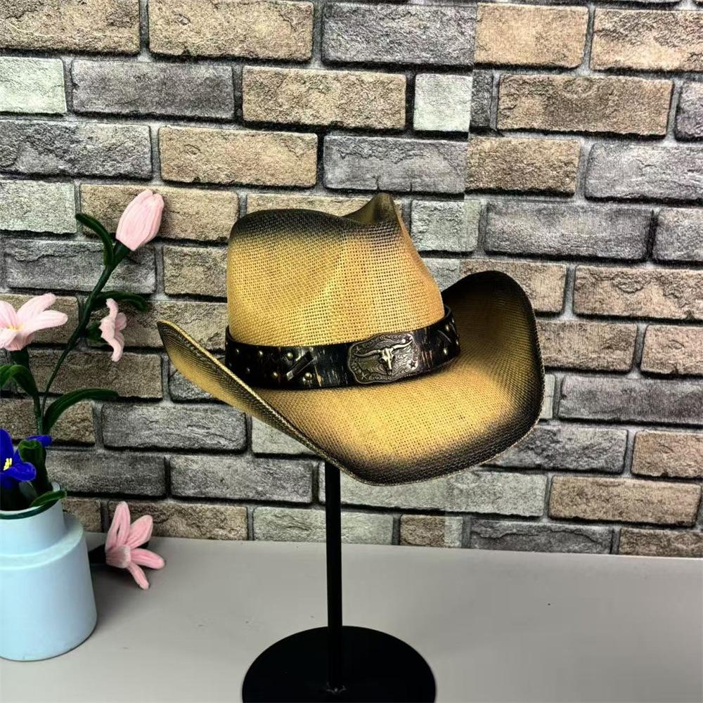 European and American Western Cowboy Hat Sun Hat Hard Retro Knight Hat Tibetan Ethnic Style Big-brimmed Top Hat