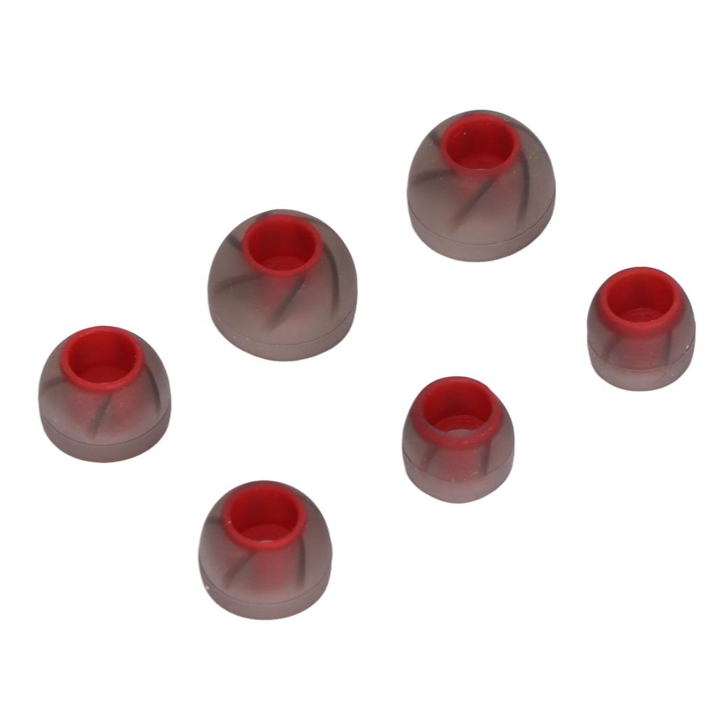 6pcs Earphone Eartips Silicone Soft Noise Isolation 3 Sizes Replacement Earplugs for 4.5‑6.5mm Sound HoleGray Red