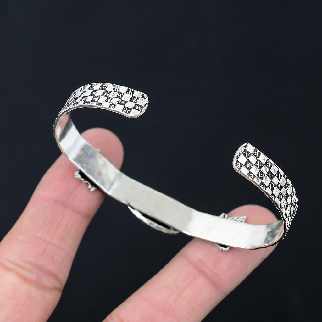 Daughters Day Sale Rhodochrosite Stone 925 Sterling Silver Leaf Mother Bangle