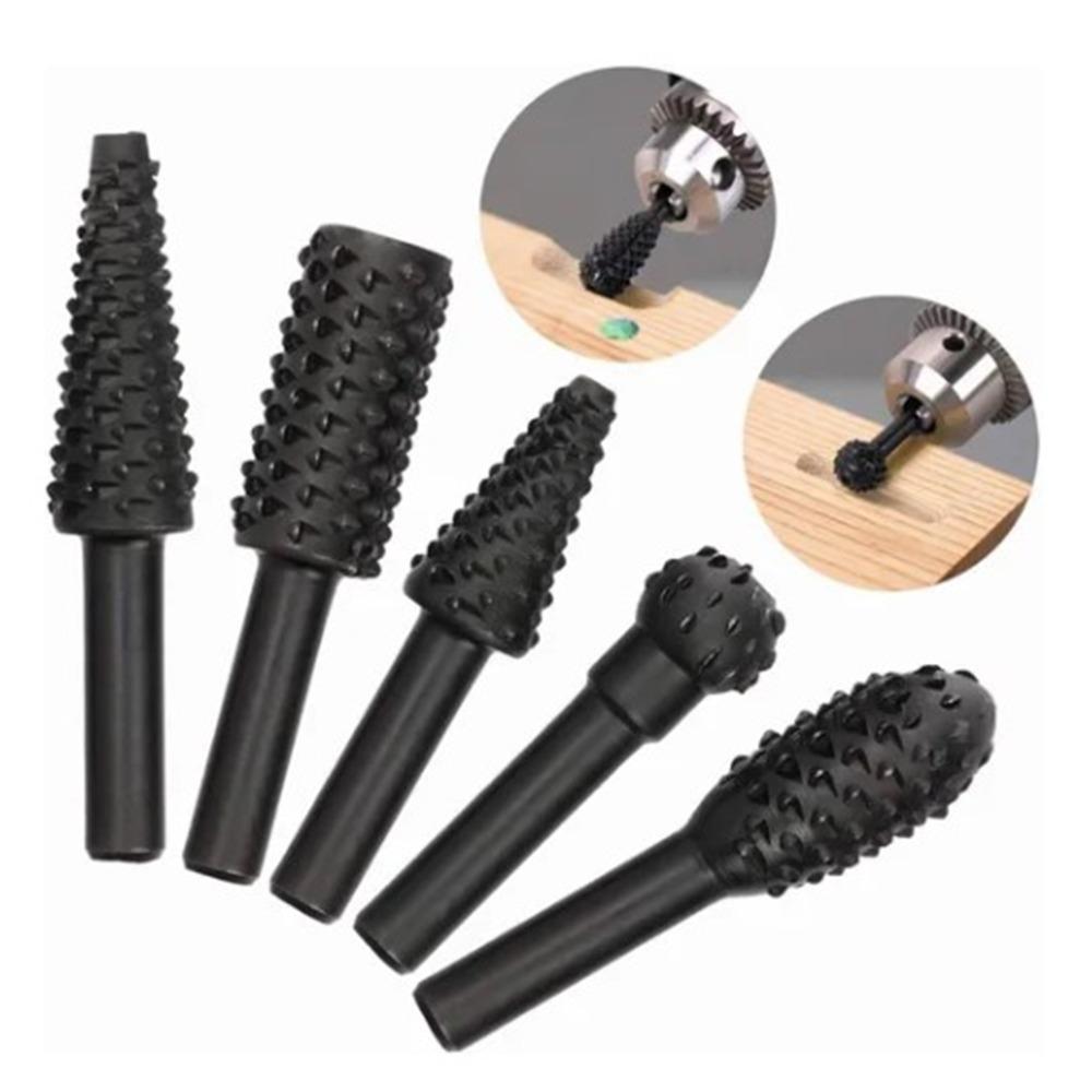 5pcs Black Finish Rotary Drill Bits Set High Carbon Steel Twist Drill Bits Set Wood Carving