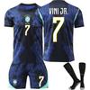 Tricou de fotbal Brazilia deplasare Cupa Mondială 2026 pentru copii și adulți VINI JR. # 7