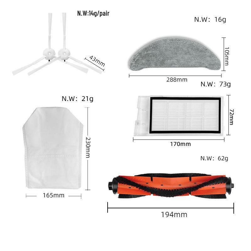 Compatible Cleaning Kit for Roborock EVE PLUS - Side Brush, Main Brush, Filter, Dust Bag, Cleaning Cloth.