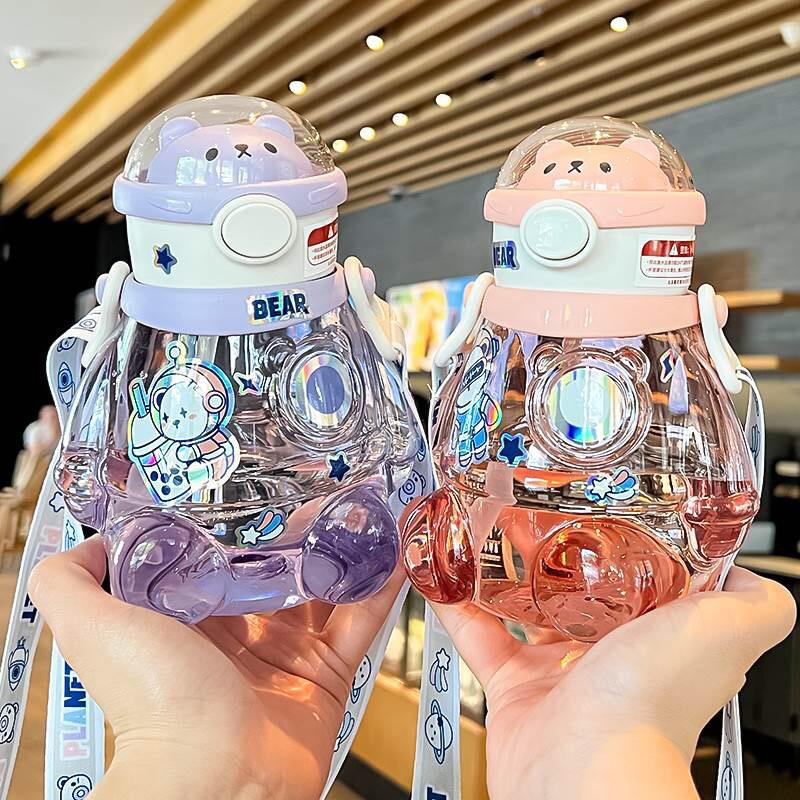 700ml Cute Kids Water Bottles With Straw For Girls Children's Large Capacity Kawaii Cartoon Student School Travel Water Cup