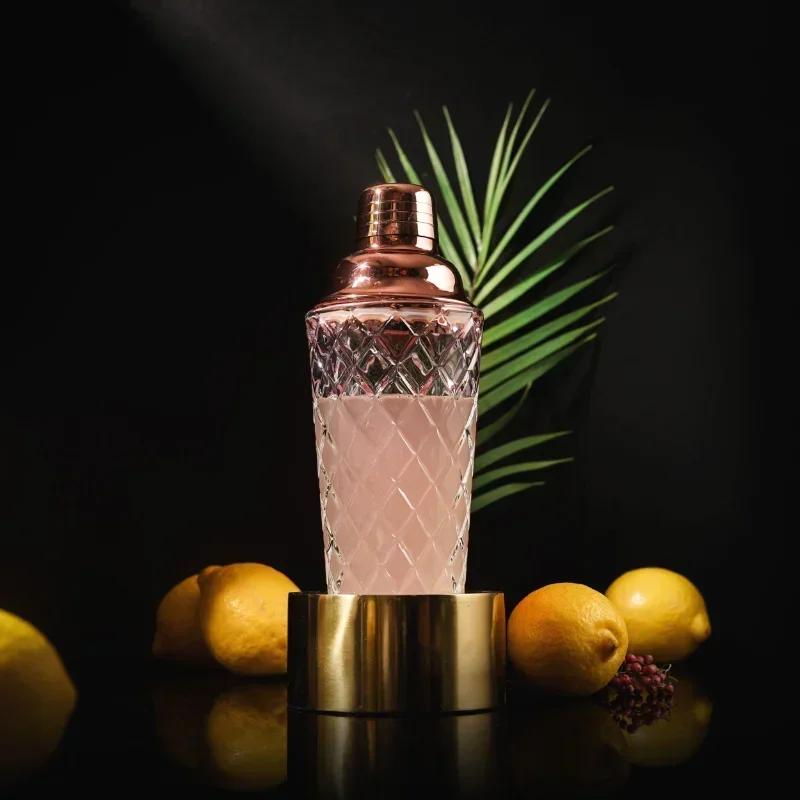 Hot Glass Cocktail Shaker Kit 13 Ounce Martini Mocktail Making Set with Leakproof Metallic Steel Lid for Home Use Bar Cart