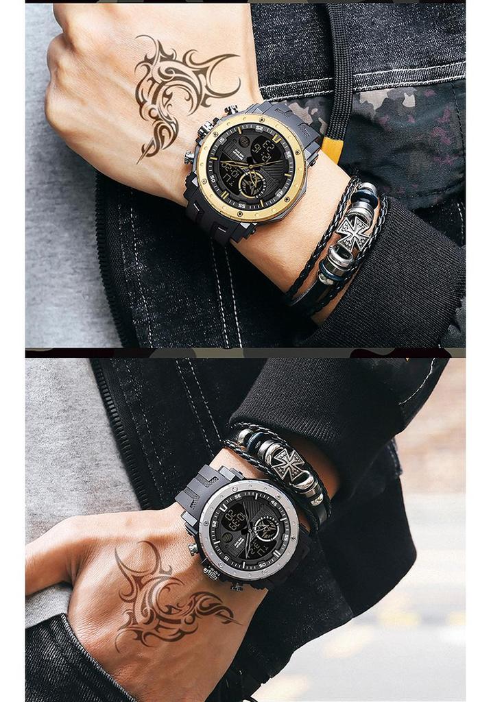 Sanda Multifunctional Dual Display Luminous Waterproof Outdoor Sports Men's Watch with Large Dial