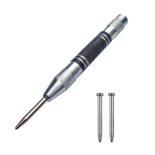 Automatic Center Punch, Durable, Lightweight, Easy to Use and Carry, for Metal, Wood, Plastic, Windows, Walls, and Floors (Includes 2 Spare Needles)