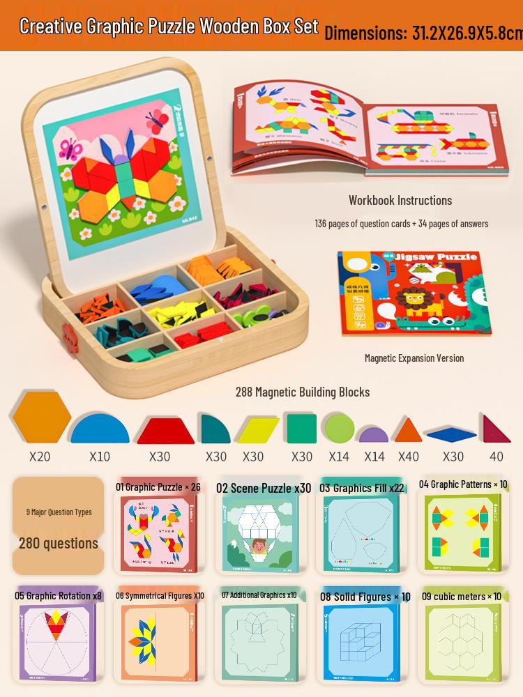 Magnetic Tangram Puzzle Blocks for Kids Ages 3-6