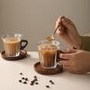 Wooden Plate Espresso Latte Cup Heat-resistant Glass Coffee Cup Creative Coffee Mug  Office