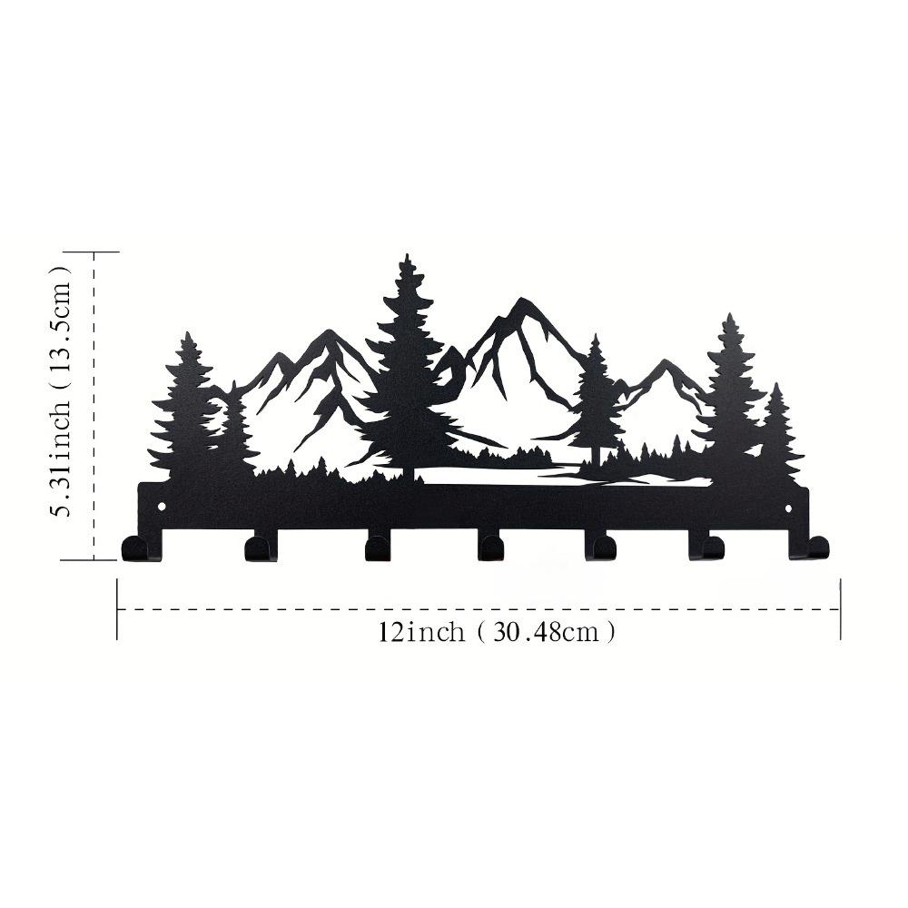 Metall Schlüsselanhänger Ständer Zierhaken zur Organisation mit Bergwald-Design Jackenaufbewahrung Wandhaken Dekorative Wohngeschenk