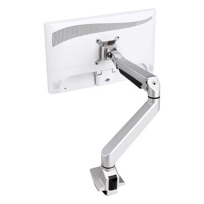 Sanwa Direct Pojedyncze Ramię do Monitora, Napędzane Gazowo, Obsługuje Monitory do 34 cali (2-10 kg), Typ zaciskowy, Typ z przelotką, Kompatybilny z VESA, Srebrny, 100-LA018