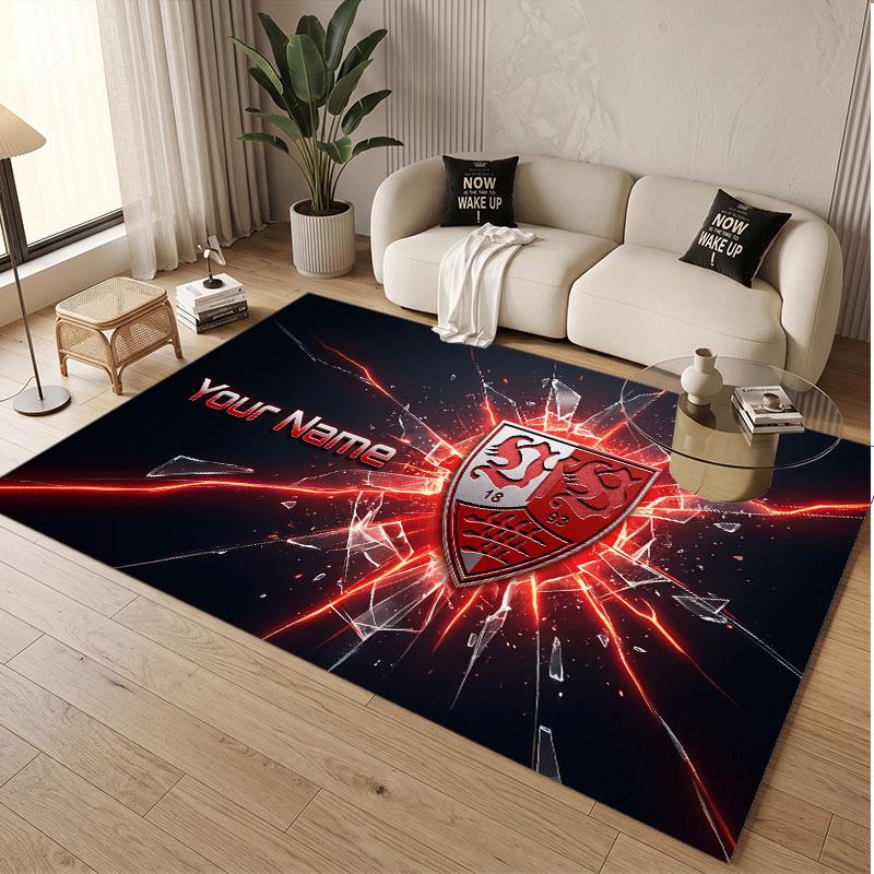 Custom Rug VfB Stuttgart FC Pattern Print Name Text Soft Non‑Slip Floor Carpet for Home Indoor Decoration