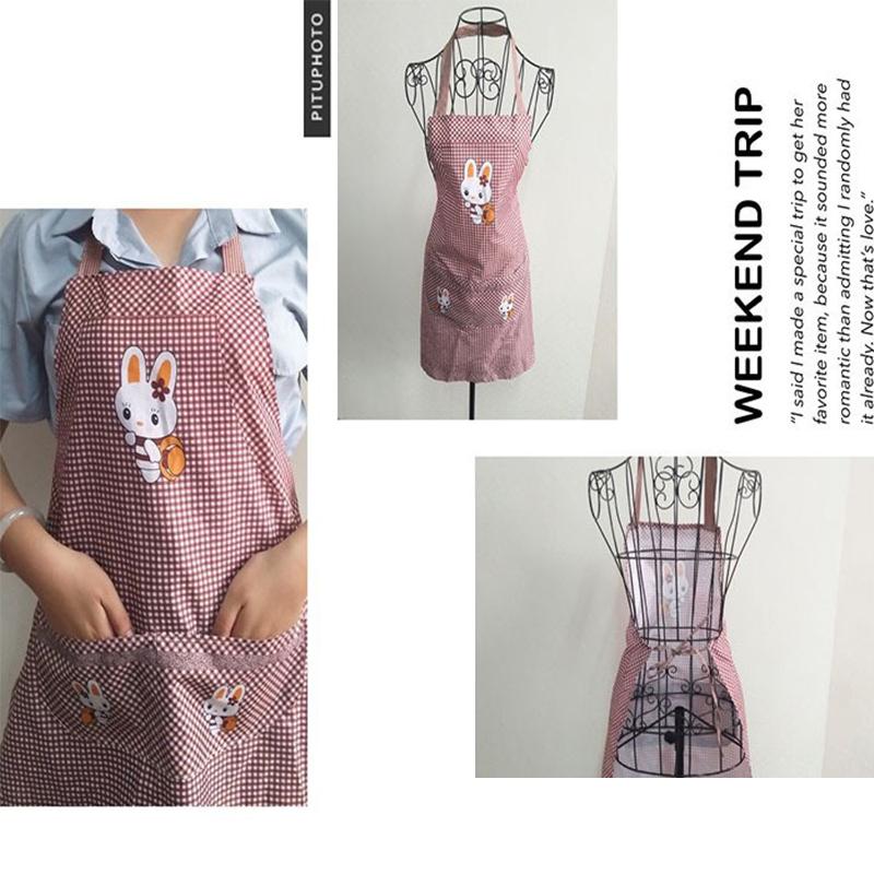 Cute Little Rabbit Print Apron With Waterproof Fabric And Front Pocket Perfect For Home Kitchen Cooking Baking