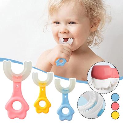 Kids U-Shaped Toothbrush For 6-12 Years, Food Grade Soft Silicone Brush Head, 360° Oral Teeth Cleaning Design For Toddlers And Children