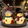 Festival Light Up Snowman Ornament With Warm LED Glows For Holiday Homes Decoration Desktop Accessories