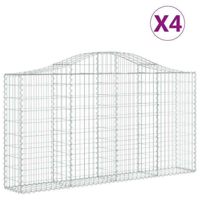 VidaXL 4x Paniers à Gabions Arqués Cages à Gabions Arquées Murs de Gabion Barrières de Jardin Terrasse Extérieur 3145432