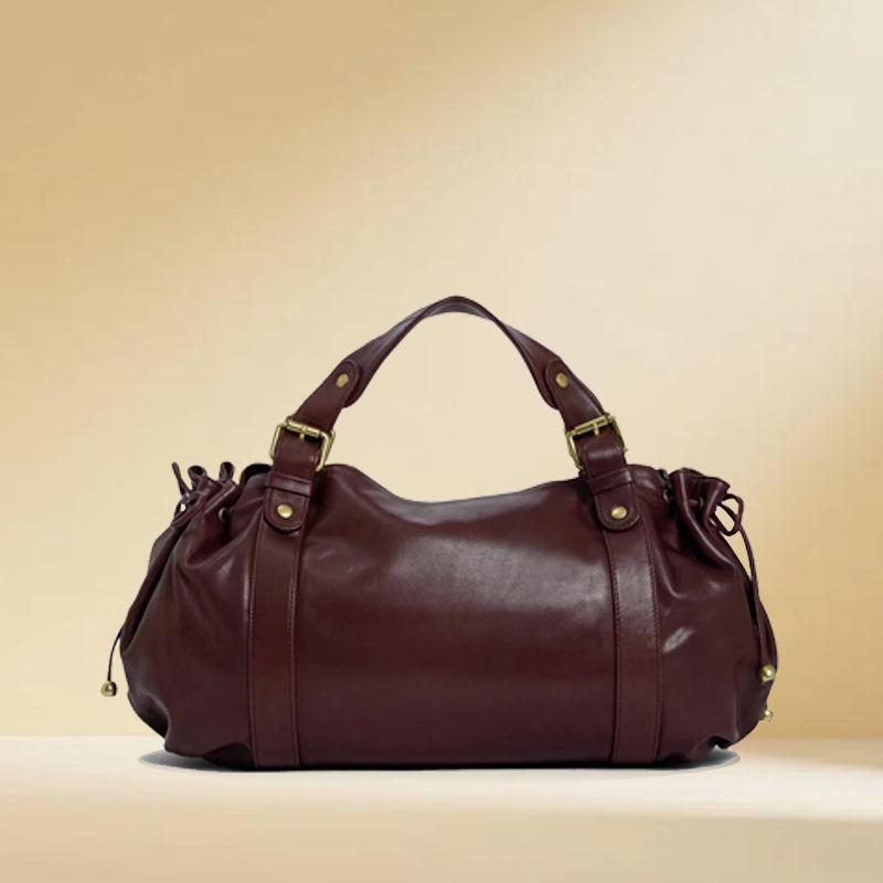 

2025 Retro Luxury Drawstring Baguette Bag: Elegant Pleated Shoulder & Handbag 41x20x25 cm бордовый