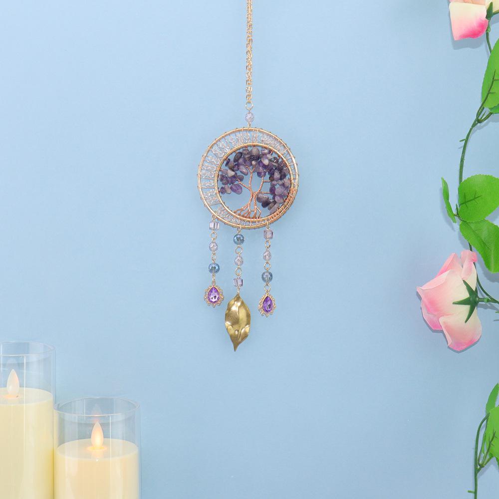 Handmade Sunlight Crystal Dream Catcher: Rainbow Wind Chime Pendant for Girl's Room Gift