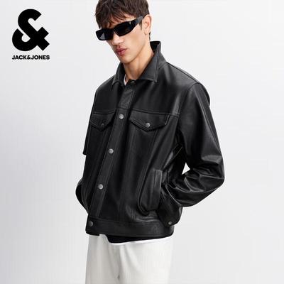 Men's Classic PU Lapel Jacket