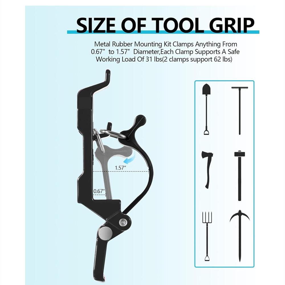 4× Shovel Mount Roof Rack Metal Rubber Clamps Shovel Holder Clamp for Roof Rack