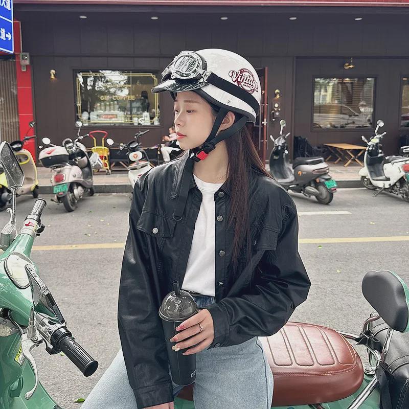 Tide Brand 3C Electric Motorcycle Standard Half Helmet with Sun Protection for Men & Women