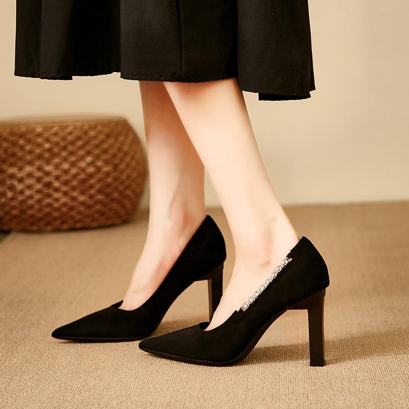 

Fashion Ladies Shoes 2024 Slip on Women s High Heels Pointed Toe Party Pumps Women Metal Decoration Super High Chunky Heels Shoes Female 35