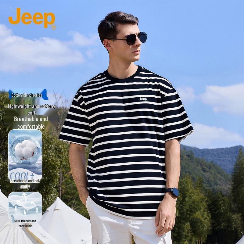 JEEP Men's Color Block Striped Short Sleeve T-Shirt