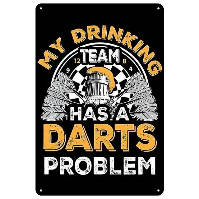 Vintage Rzutki Piwo Metalowy Znak Blaszany Retro Sztuka Ścienna do Baru Sportowego Man Cave Pokoju Gier Dekoracja Klubu Kawiarni Żelazny Plakat Tabliczka