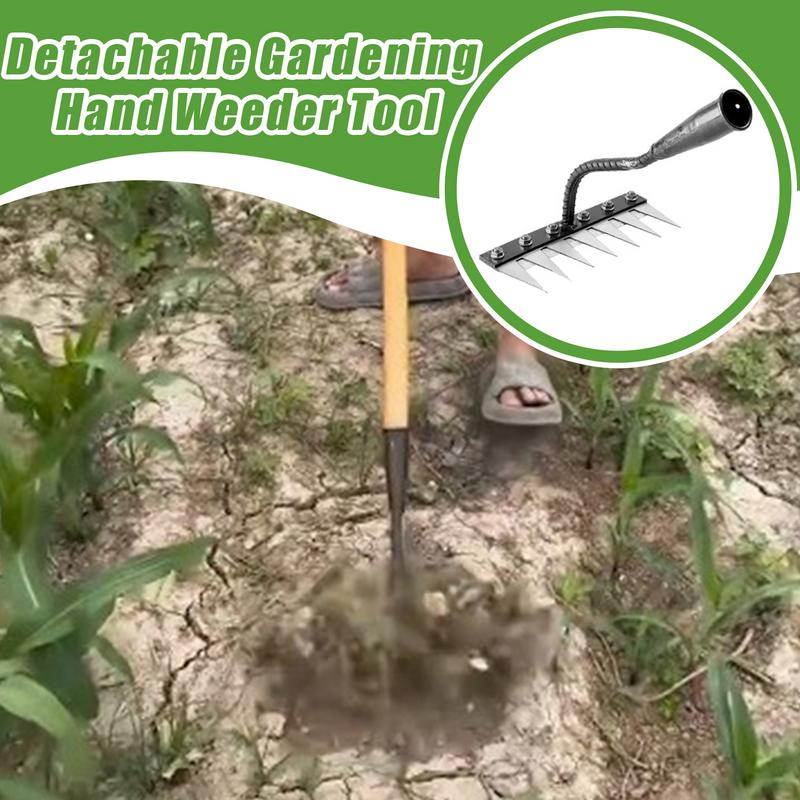 7/8 Teeth Carbon Steel Garden Hand Rake Farm Tool Weeding Scarifier Agricultural Nail Harrow Metal Harrow Garden Weeding Tool