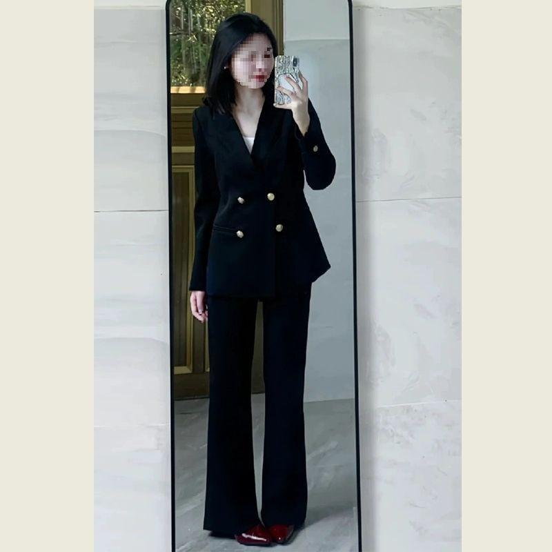 Slimming Black Two-Piece Suit for Women: Professional Spring/Autumn Wear