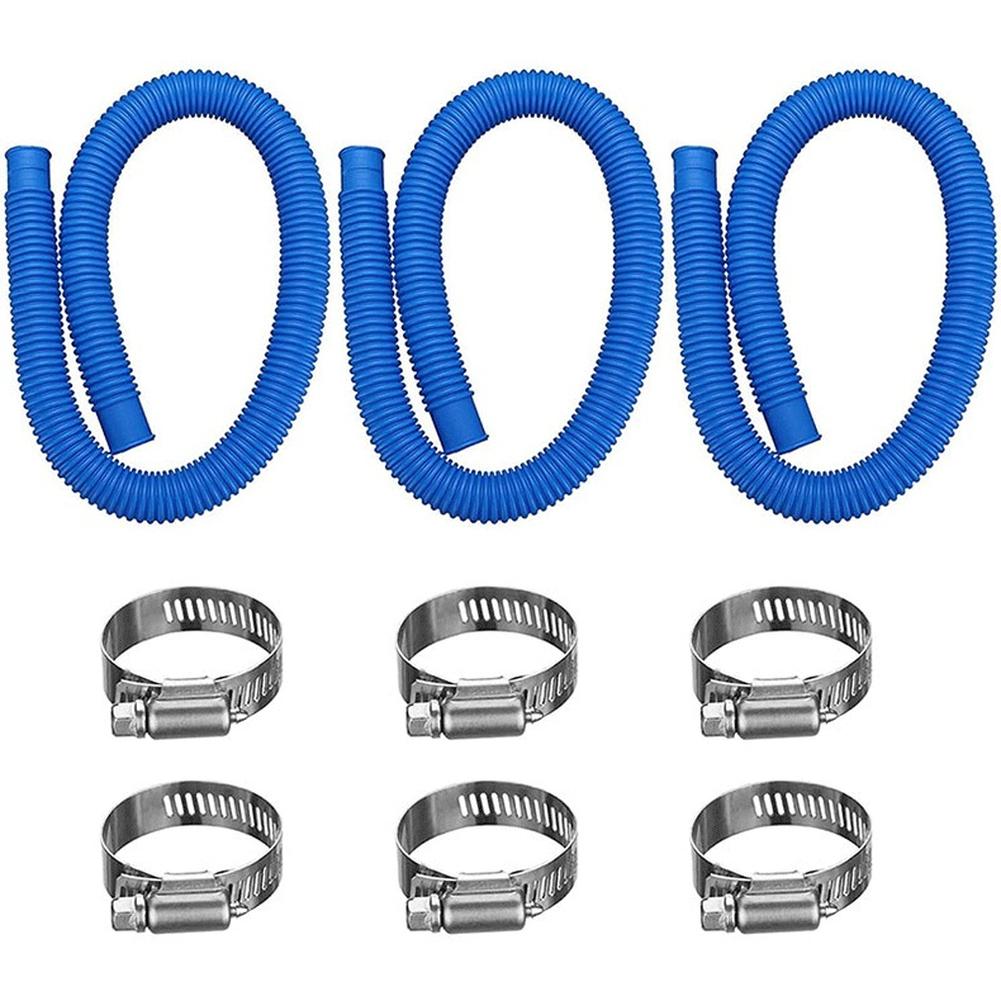 2 Pack Blue PVC Pool Hoses 1.5m Length 31mm Inner Diameter 33mm Outer Diameter for Above Ground Pool Filtration Needs
